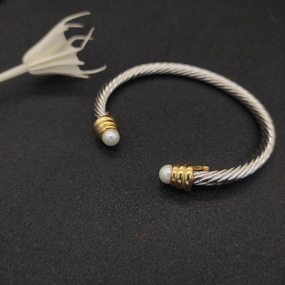 David Yurman 5mm Gold Pearl Bangle - Picture 4 of 7
